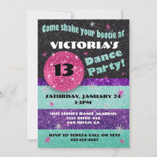 Invitations à la soirée dansante Disco Sparkle