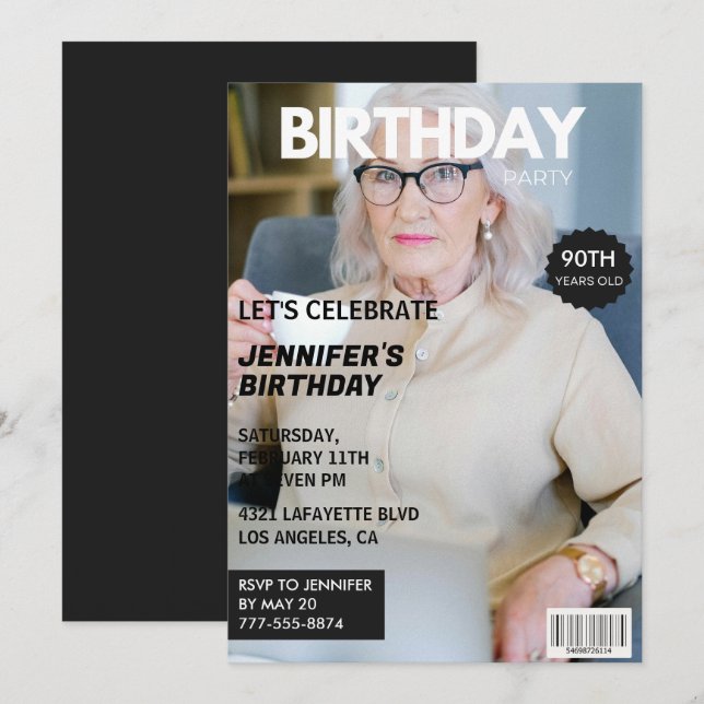 Invitations à l'occasion du 90e anniversaire de sa (Devant / Derrière)