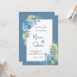 invitations à mariage de fleurs bleues