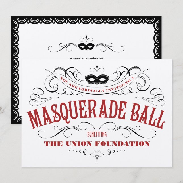 Invitations à masques d'argent élégantes (Devant / Derrière)