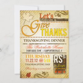 Invitations à Thanksgiving Holiday Dinner Party