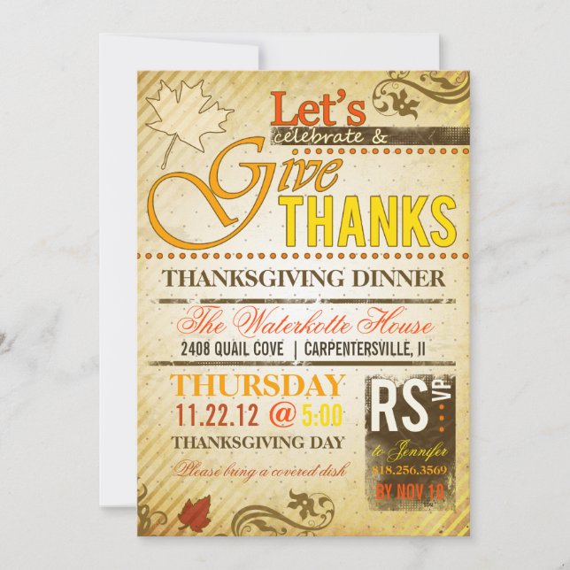 Invitations à Thanksgiving Holiday Dinner Party (Devant)