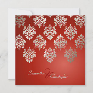 Invitations à un mariage Damas/rubis rouge/faux ar