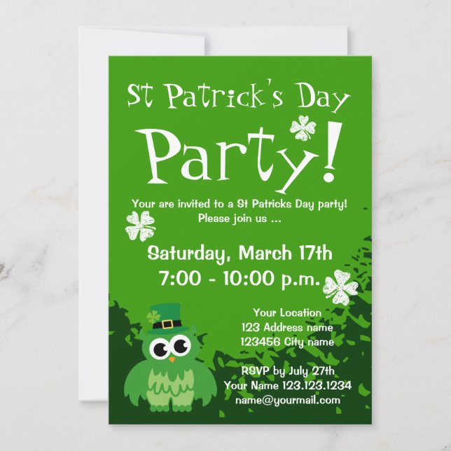 invitations à une soirée Jour de la Saint Patrick  (Devant)