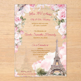 Invitations Acryliques Blush Pink Paris Quinceañer