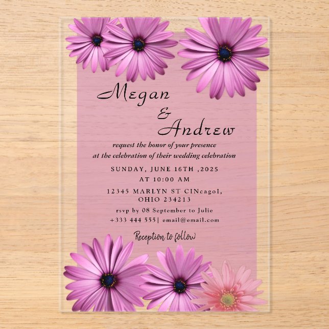Invitations acryliques mariages (Recto)