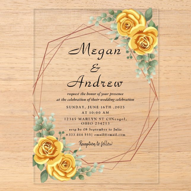 Invitations acryliques mariages (Recto)