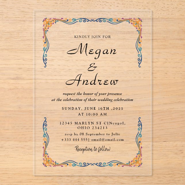 Invitations acryliques mariages (Recto)