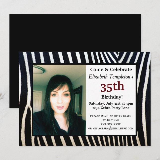 Invitations adultes de photo d'anniversaire de (Devant / Derrière)