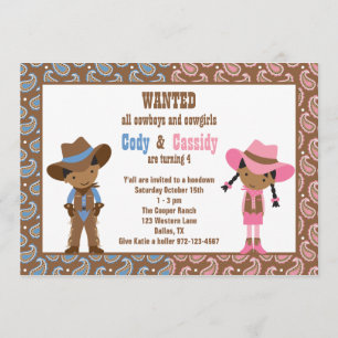 Invitations afro-américaines de cowboy et de cowgi