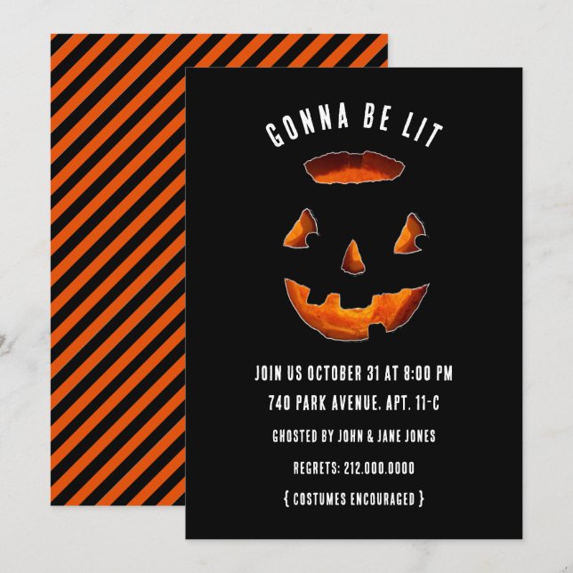 Invitations amusantes de la fête d'Halloween (Devant / Derrière)