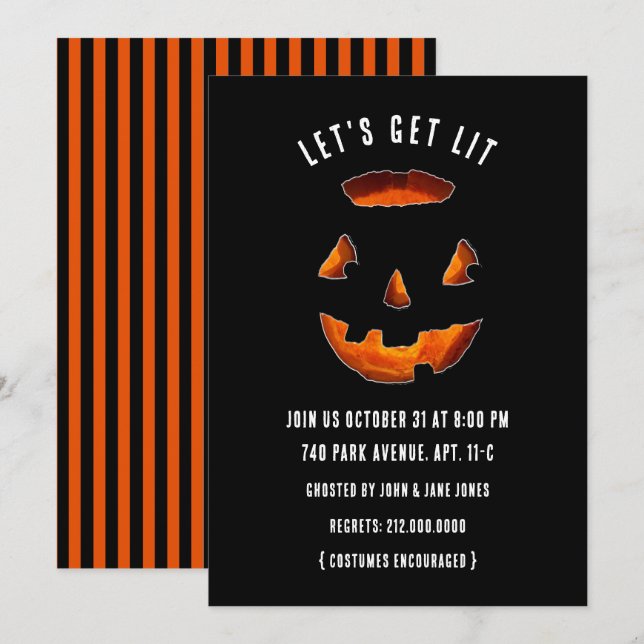 Invitations amusantes de la fête d'Halloween (Devant / Derrière)
