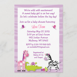 Invitations animales de baby shower de jungle de
