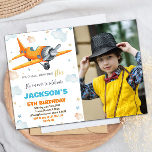 Invitations Anniversaire De L'Avion Orange Avec Ph