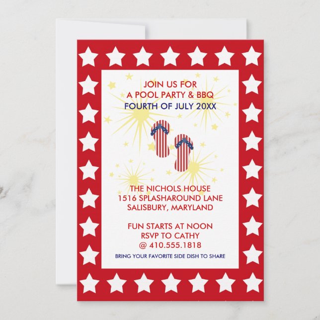 Invitations annuelles 4 juillet parties (Devant)