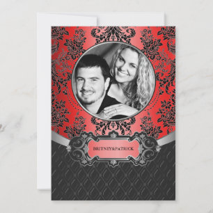 Invitations Apple Red & Black Mariage damassé