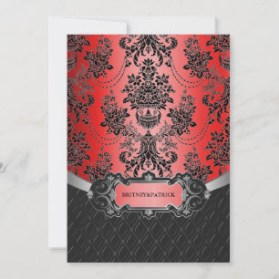 Invitations Apple Red & Black Mariage damassé