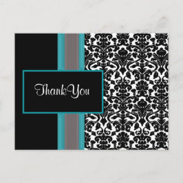 Invitations Aqua White Black Mariage damassé