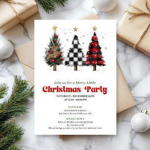 Invitations arbre de Noël rouge noir buffle festif