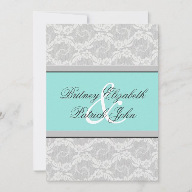 Invitations argentées blanches bleues de mariage (Devant)