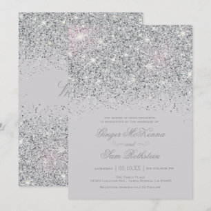 Invitations argentées de scintillement de mariage