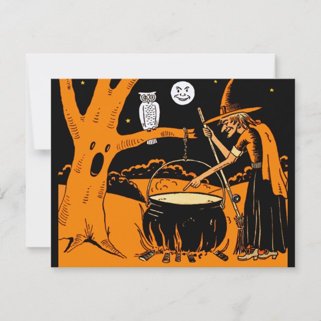 Invitations artistiques d'Halloween Vintages (Devant)