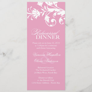 Invitations assez roses de dîner de répétition