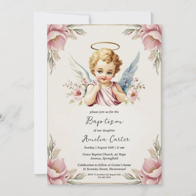 invitations au baptême d'ange (Devant)