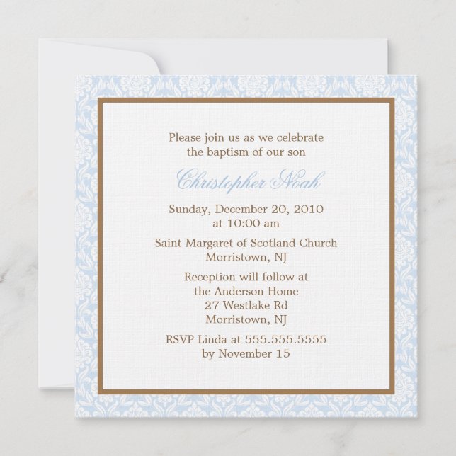 Invitations au baptême des Damas bleues (Devant)