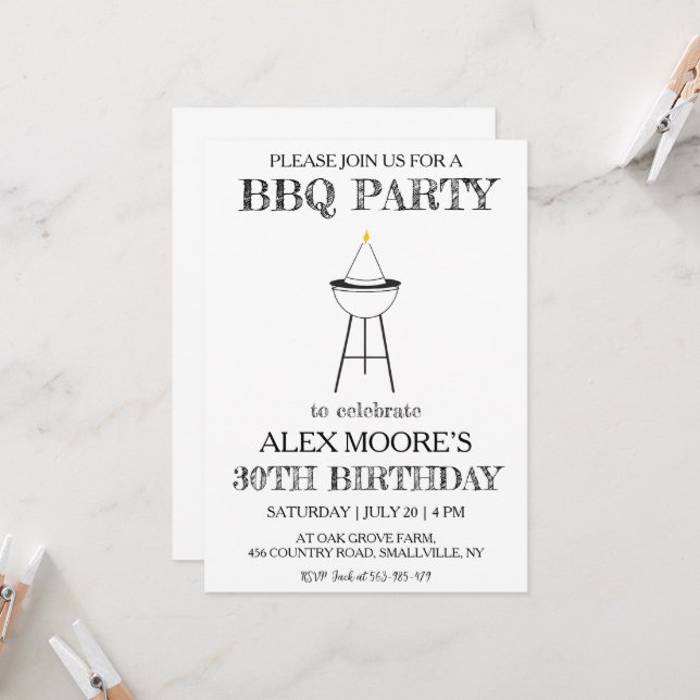 invitations au barbecue à 30e anniversaire (Devant/Arrière en situation)