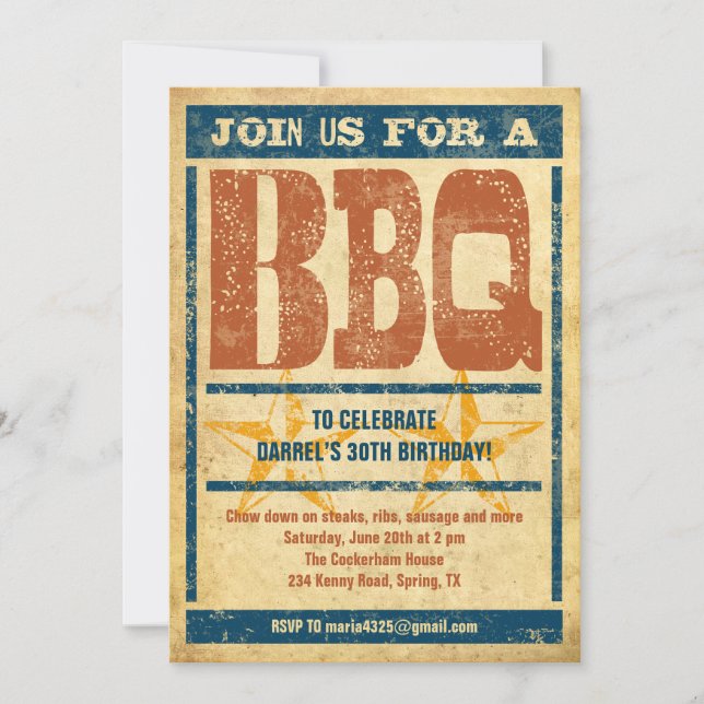Invitations au barbecue d'anniversaire (Devant)