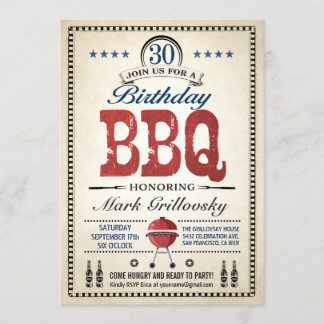 Invitations au barbecue du 30e anniversaire