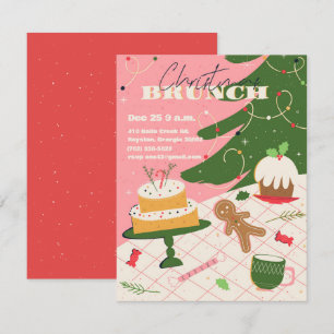 invitations au brunch de Noël de style rétro.