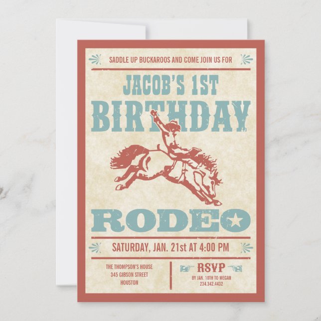 Invitations au Cowboy Birthday Rodeo Party (Devant)