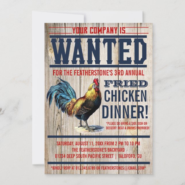 Invitations au dîner de poulet frit (Devant)