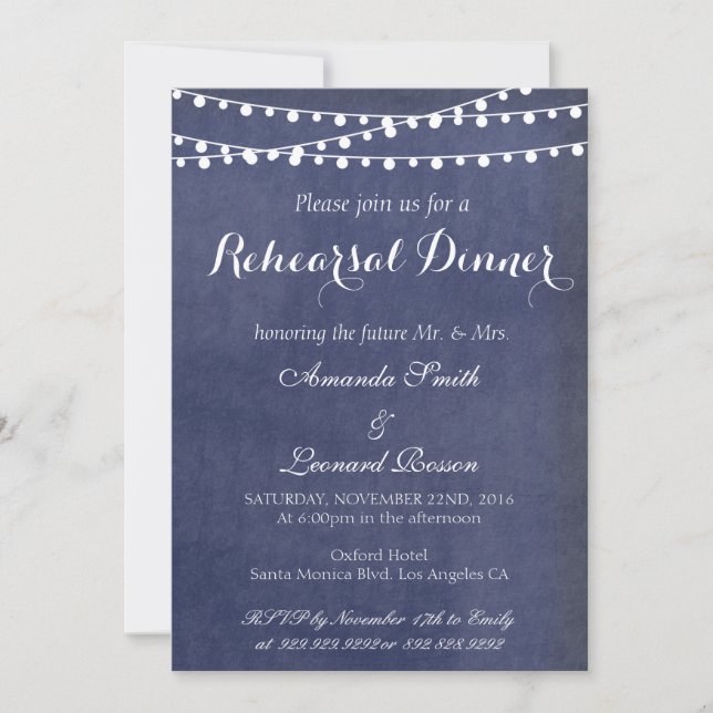 Invitations au dîner de répétition des mariages de (Devant)