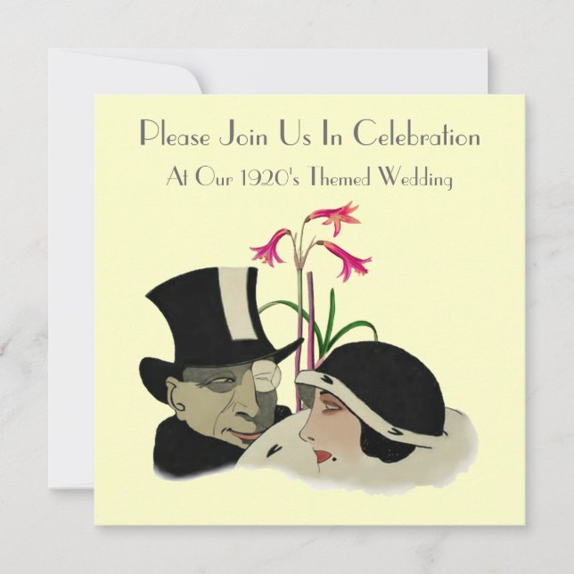 Invitations au mariage à thème des années 1920 (Devant)