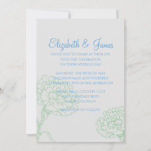 Invitations au mariage bleu et vert personnalisées