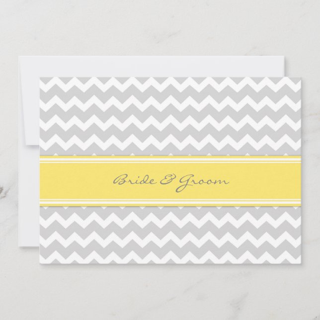 Invitations au mariage Chevron jaune gris (Devant)