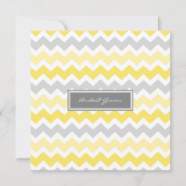 Invitations au mariage Chevron jaune gris (Devant)