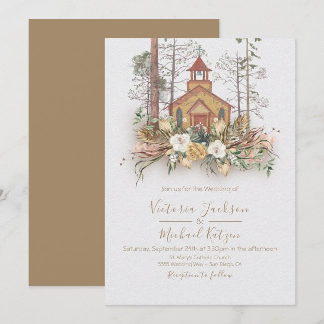 Invitations au mariage dans la forêt de Woodland C (Devant / Derrière)