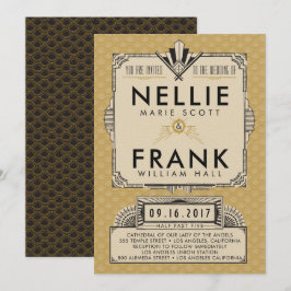 Invitations au mariage de Gatsby Black et Gold