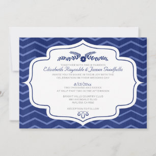 Invitations au mariage de Navy Blue Chevron
