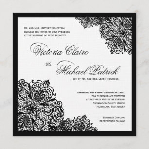 Invitations au mariage des Carrés en dentelle noir