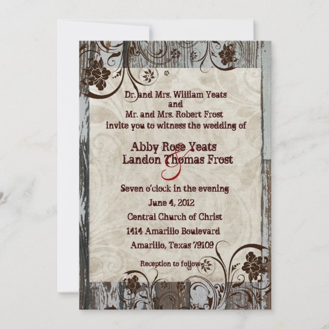 Invitations au mariage du bois et du parchemin (Devant)
