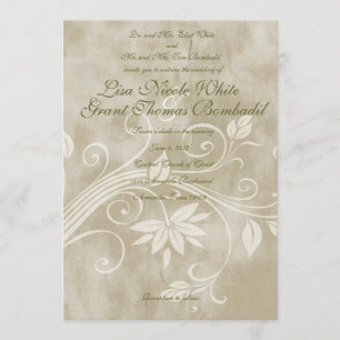 Invitations au mariage floral de Shabby Taupe