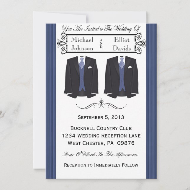 Invitations au mariage gay de Blue Tuxedo (Devant)