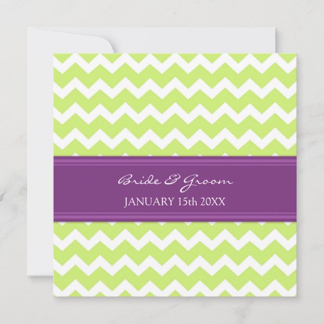 Invitations au mariage Green Plum Chevron (Devant)