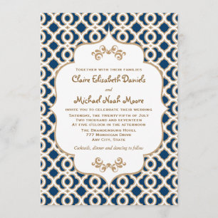 Invitations au mariage marocain bleu et or de la m