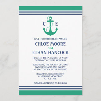 Invitations au mariage nautique vert